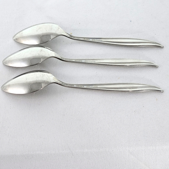 3 Oneida Textura Teaspoons Oneidacraft Deluxe textured spoon MCM Mod stainless - Picture 3 of 7